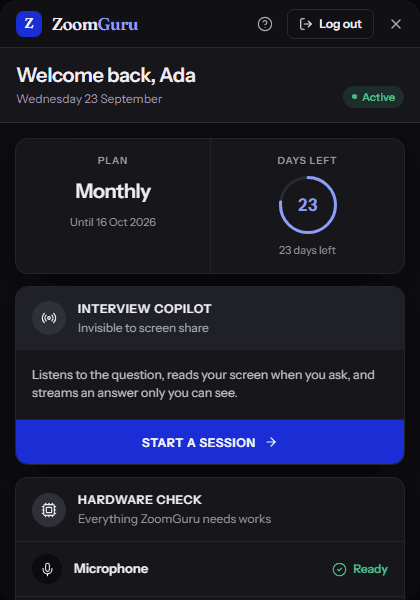 ZoomGuru — Check your plan, pick a mode