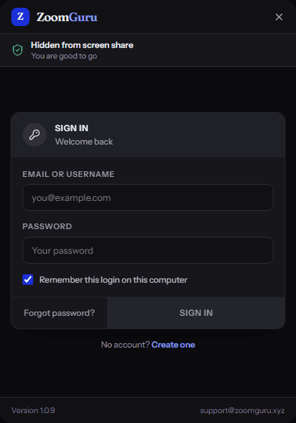 ZoomGuru — Sign in after that